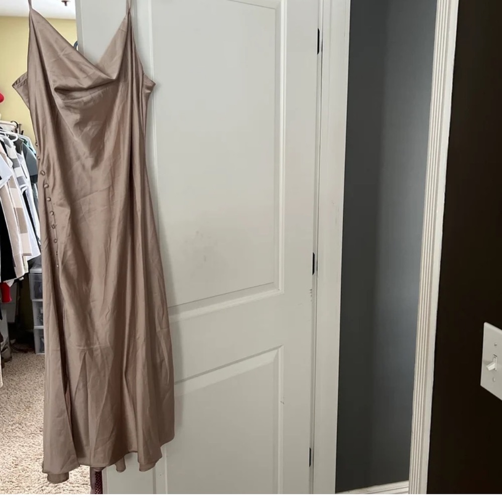 Urban Outfitters Champagne Satin Silk Midi Dress